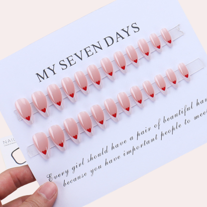 French Heart 24Pcs/set Press-on Nail Set