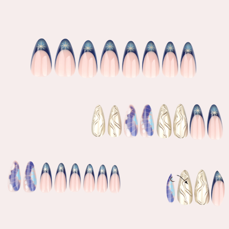 Golden Sculpture 24 Pcs Press-on Nails Set