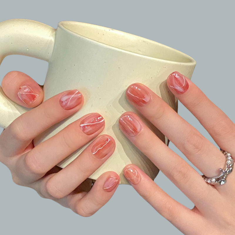 Amber Marble (Handmade) / 10PCS Nail Set