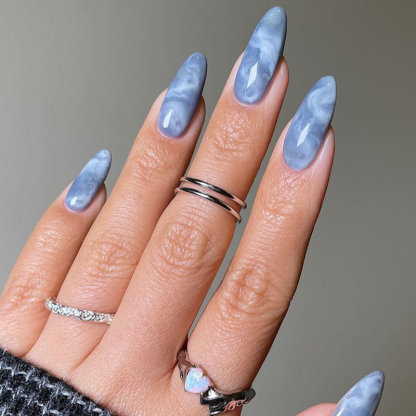 Watercolor Blue Ombre 24Pcs/set Press-on Nail Set