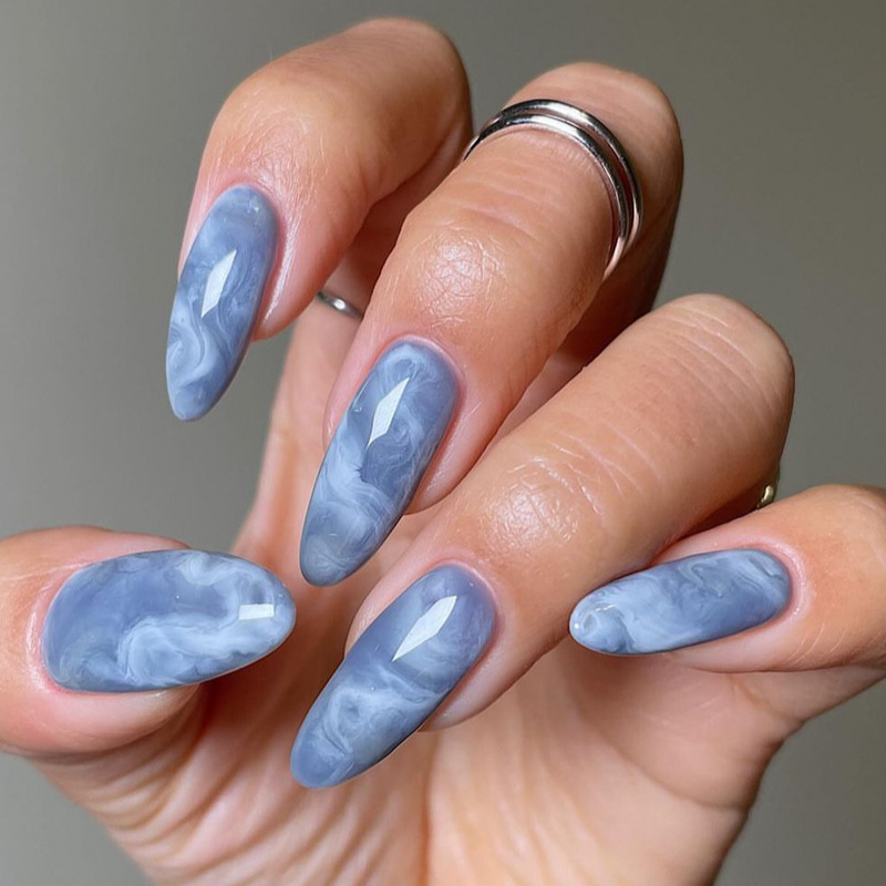 Watercolor Blue Ombre 24Pcs/set Press-on Nail Set