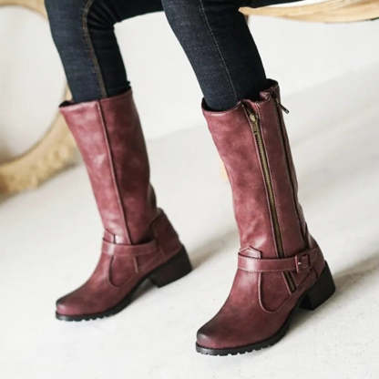 Double Zipper-Mid Calf Boots
