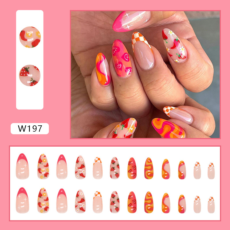 Spicy Hot Fruity 24pcs/Set Press On Nails W197