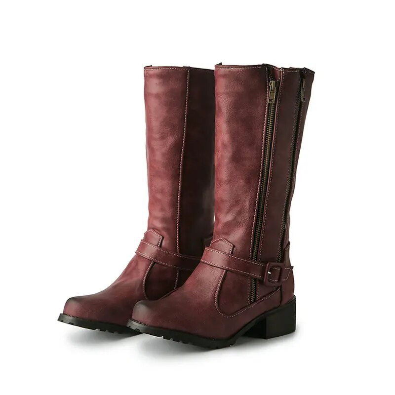 Double Zipper-Mid Calf Boots
