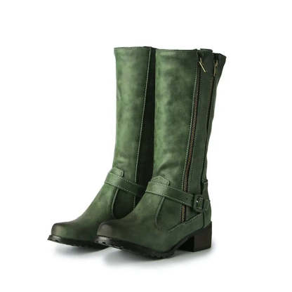 Double Zipper-Mid Calf Boots