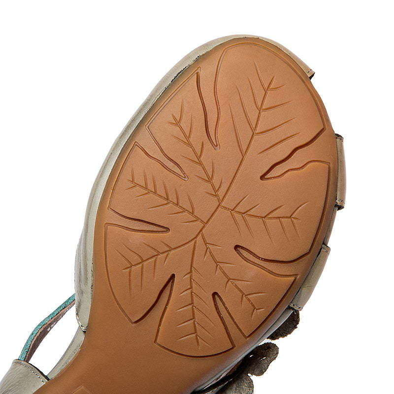 Handmade Genuine Leather Slingback Sandals with Butterfly