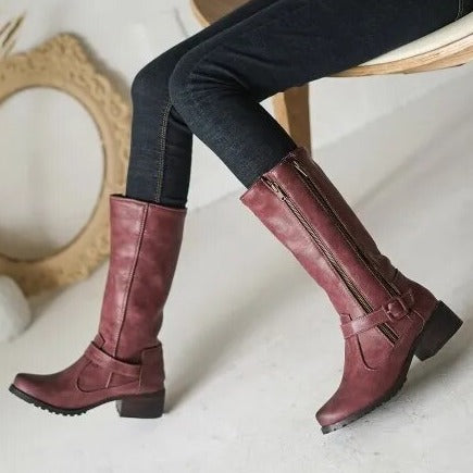 Double Zipper-Mid Calf Boots