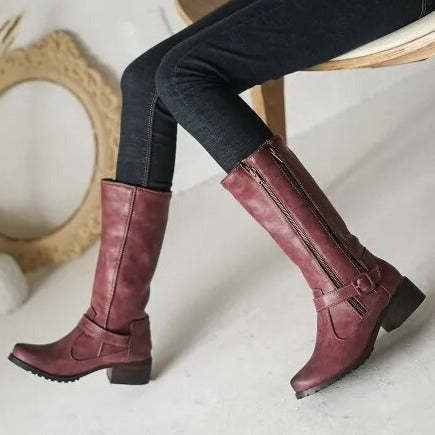 Double Zipper-Mid Calf Boots