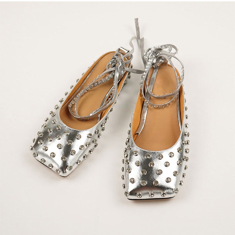 Leather Mules with Rivets Summer Slippers Handmade in Blue/Black/Silver