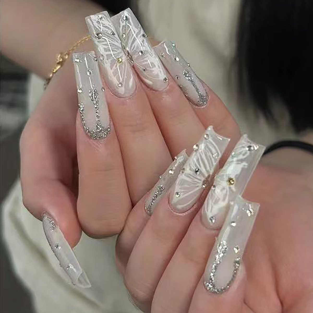 Diamond Butterfly 24pcs/Set Press On Nails SGCY-242