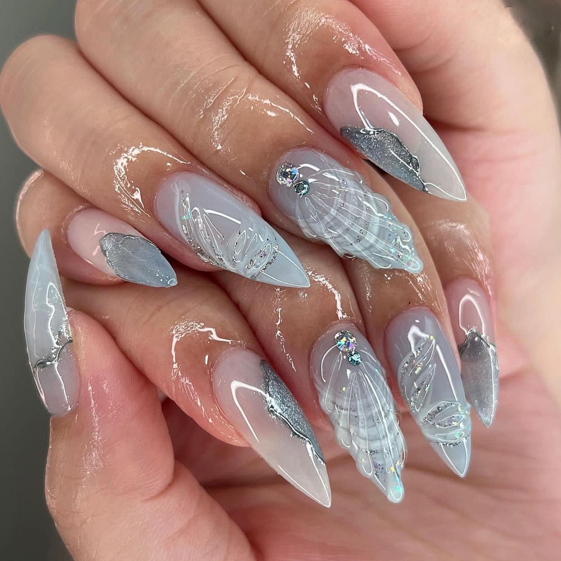 Sea Shell 24 Pcs Press-on Nails Set