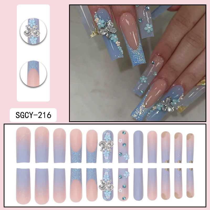 Ice Blue Butterfly 24pcs/Set Press On Nails SGCY-216