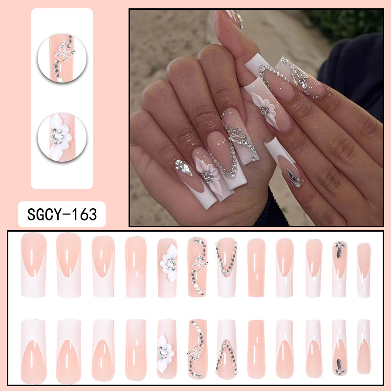 Diamond Pink Flower 24pcs/Set Press On Nails SGCY-163