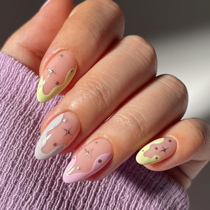 French Star 24Pcs/set Press-on Nail Set