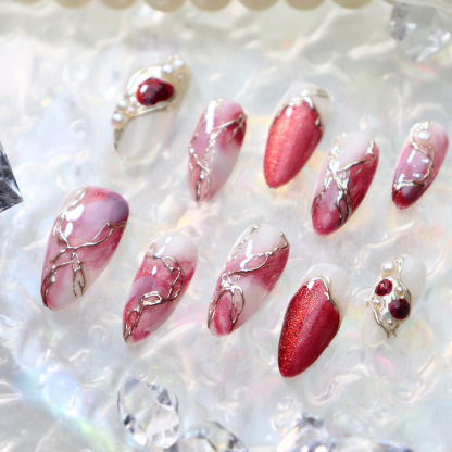Dazzling Rose (Handmade) / 10PCS Nail Set