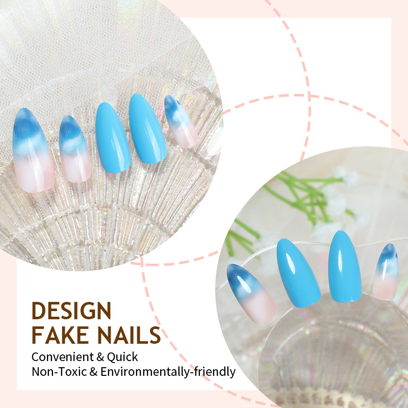 Blue Ocean 24pcs/Set Press On Nails XH-92-53