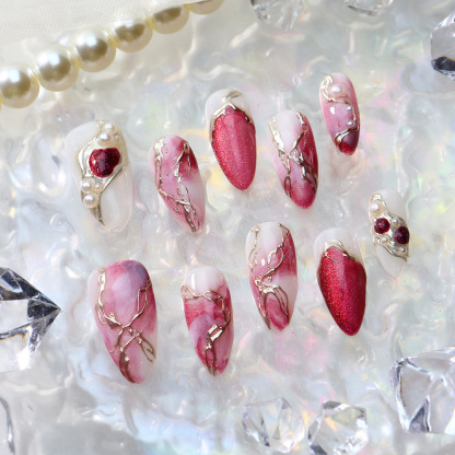 Dazzling Rose (Handmade) / 10PCS Nail Set