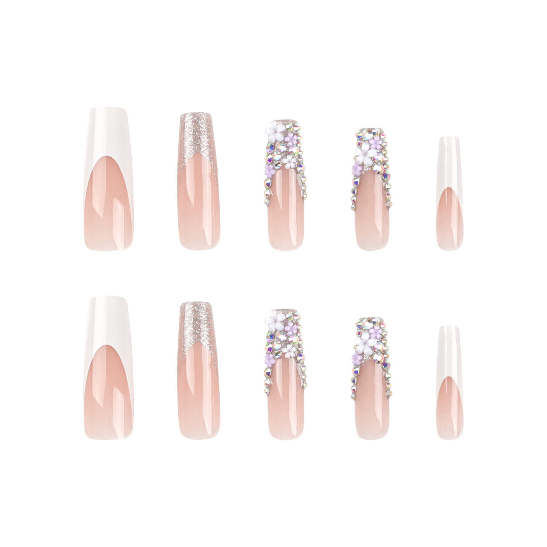 Flash Dimond 24 Pcs Press-on Nails Set