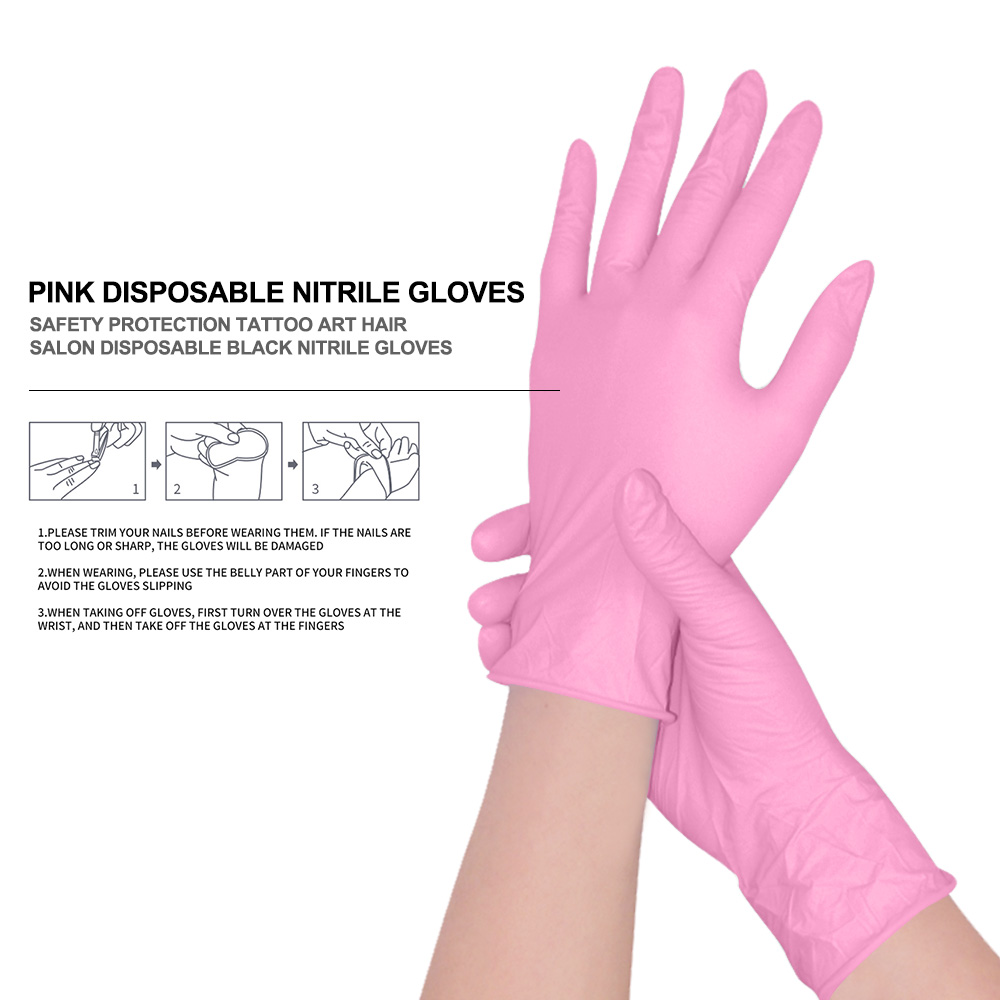 Pink Disposable  Nitrile Gloves(100pcs/box)