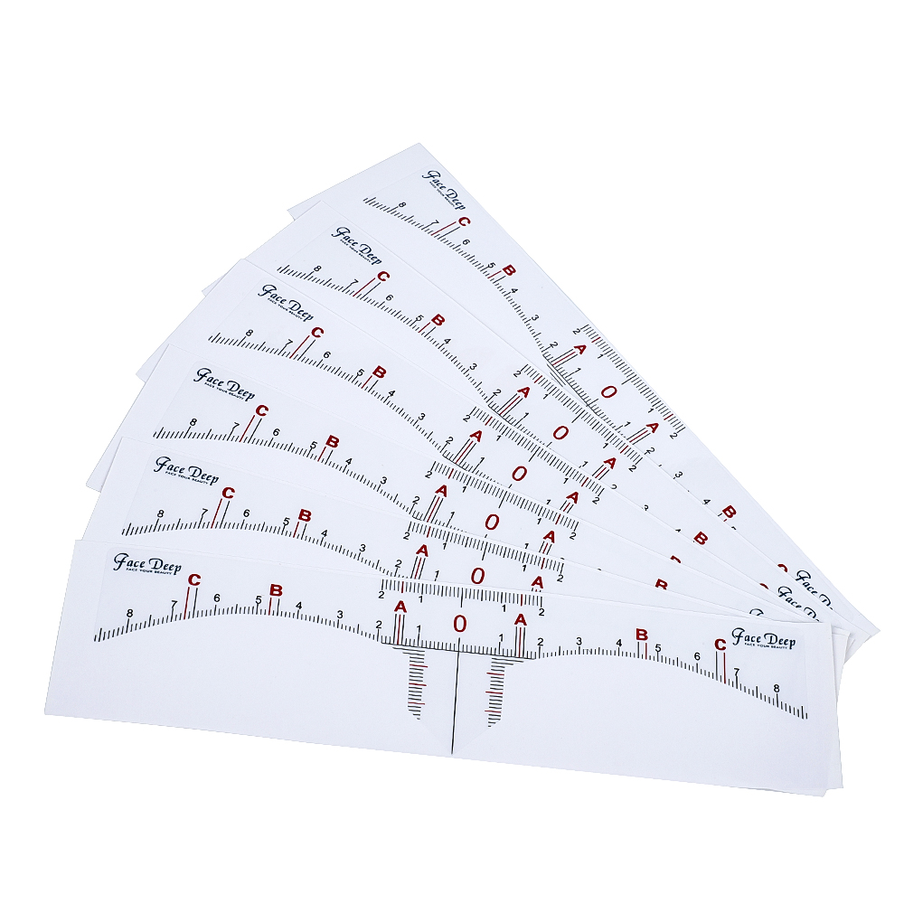 Face Deep Transparent Eyebrow Ruler sticker 50pcs/bag