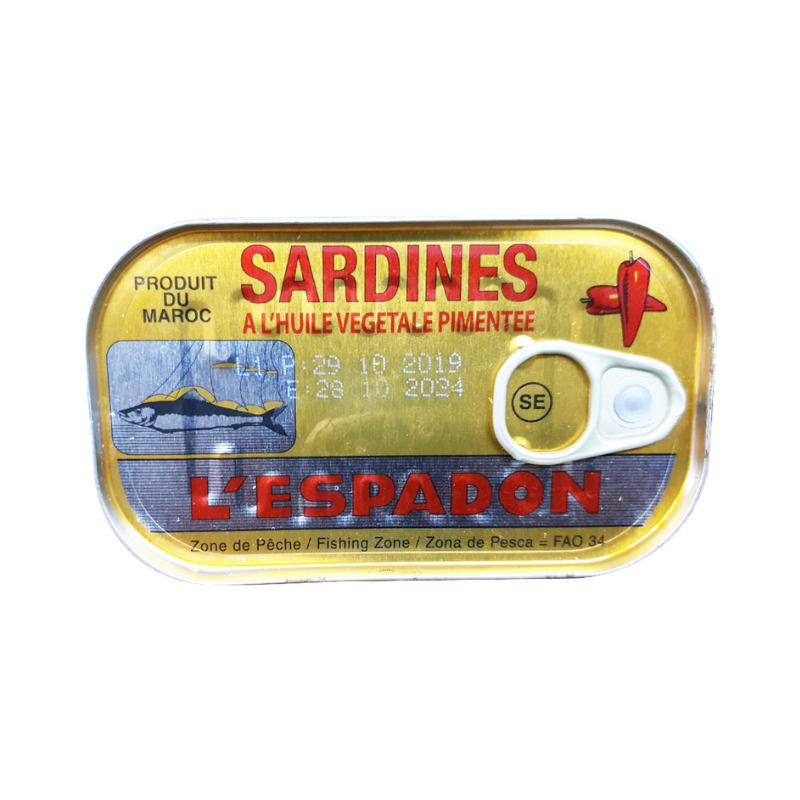 L'Espadon Sardines Hot Veg Oil 125G