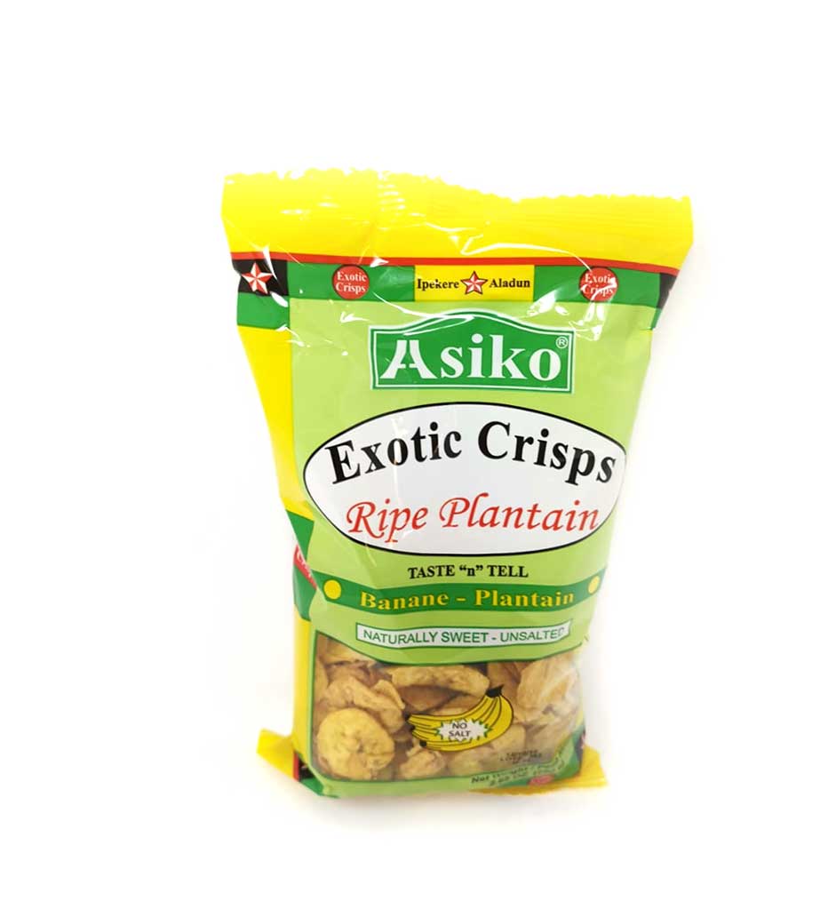Asiko Unsalted Sweet Plantain Chips Box 70G X 30