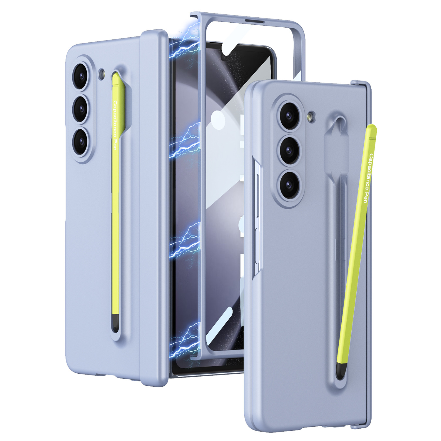 Samsung Galaxy Z Fold7/6/5/4/3 Anti-fall Protective Phone Case With Pen Tray Shell and Front Screen Tempered Glass Protector