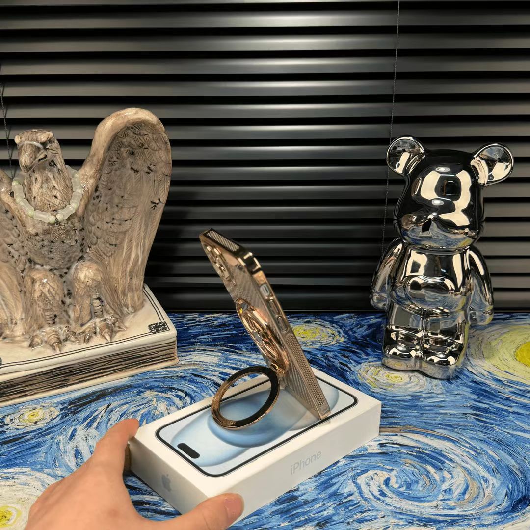 iPhone electroplated honeycomb Heat Dissipation phone case, gyro holder, all-round protection