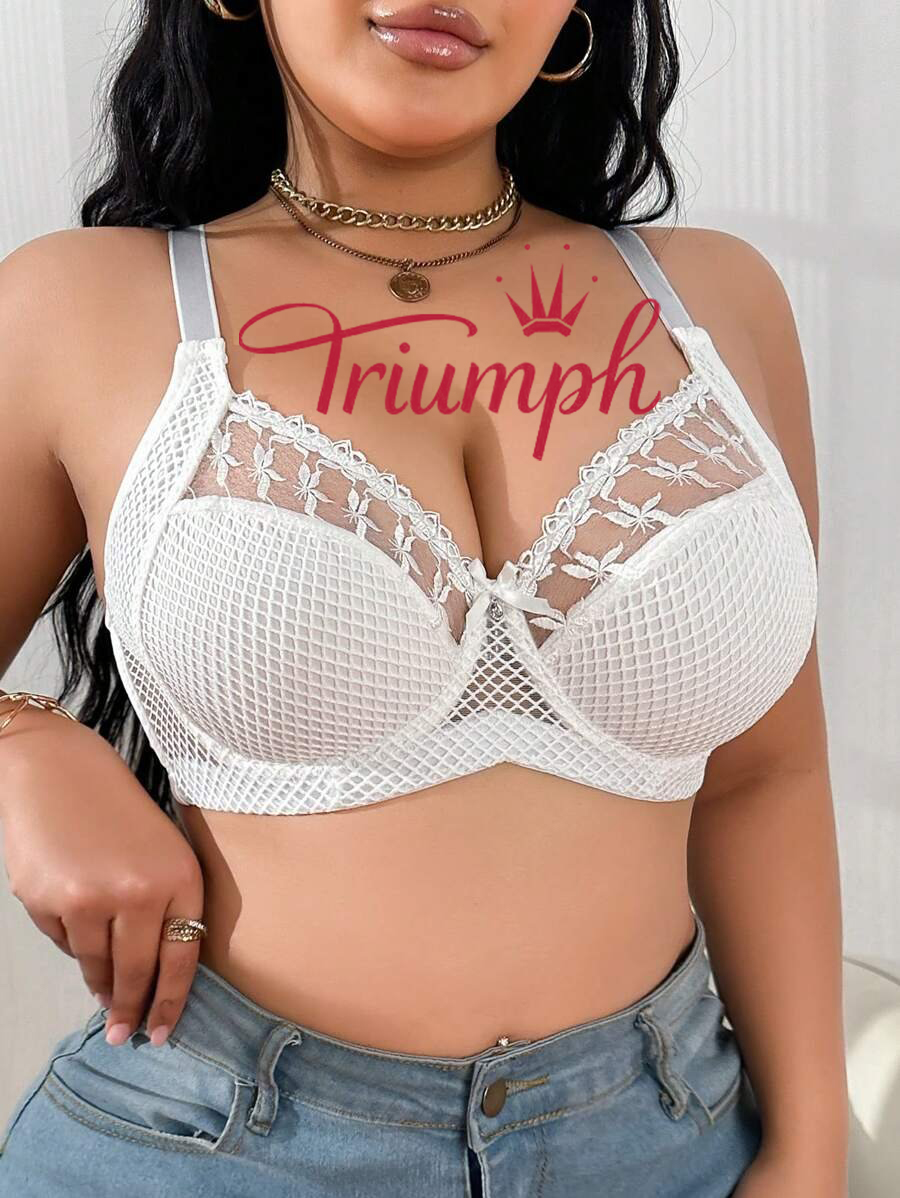 Triumph - 4 częściowy komplet 🔥 Wygodny biustonosz z koronki z nadrukiem