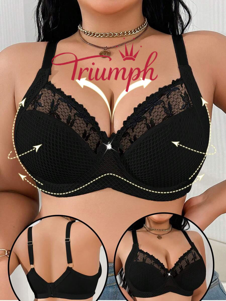 Triumph - 4 częściowy komplet 🔥 Wygodny biustonosz z koronki z nadrukiem