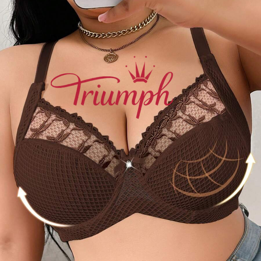 Triumph - 4 częściowy komplet 🔥 Wygodny biustonosz z koronki z nadrukiem