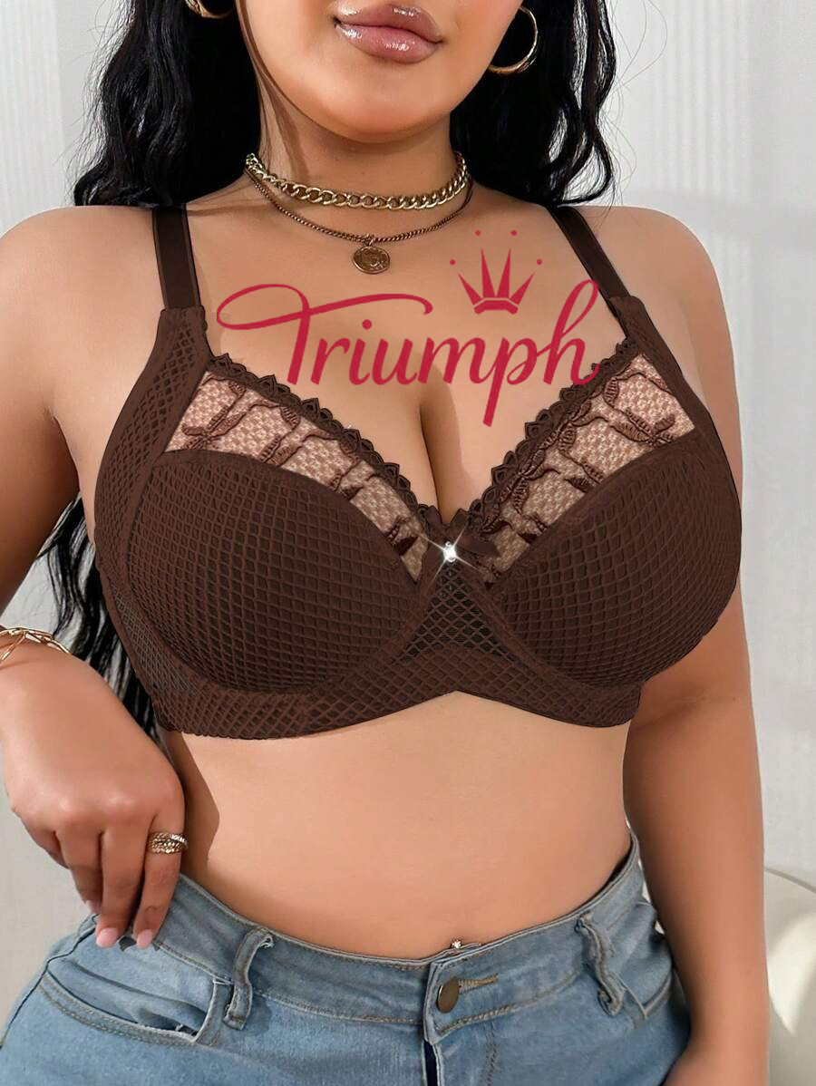 Triumph - 4 częściowy komplet 🔥 Wygodny biustonosz z koronki z nadrukiem