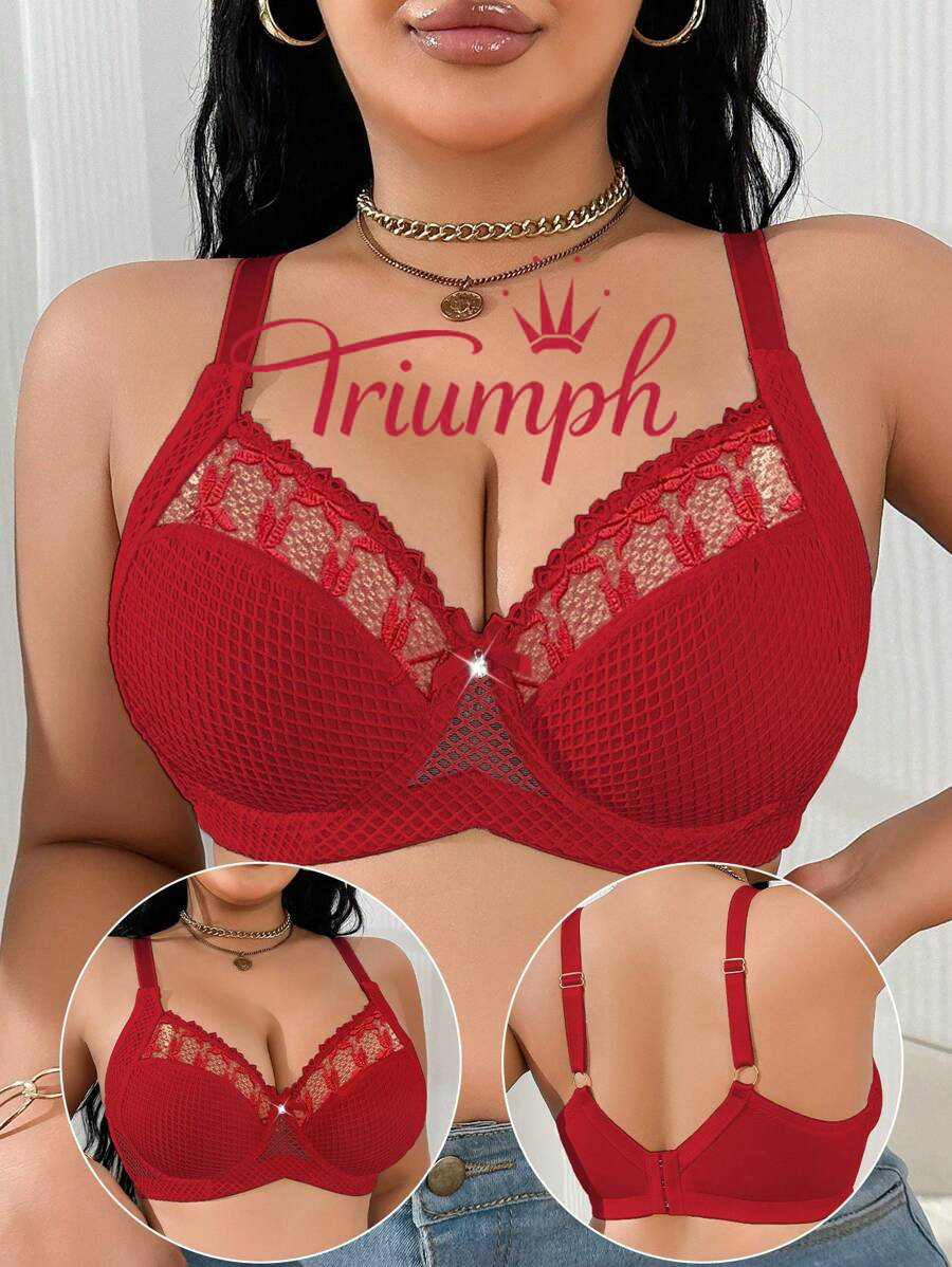 Triumph - 4 częściowy komplet 🔥 Wygodny biustonosz z koronki z nadrukiem