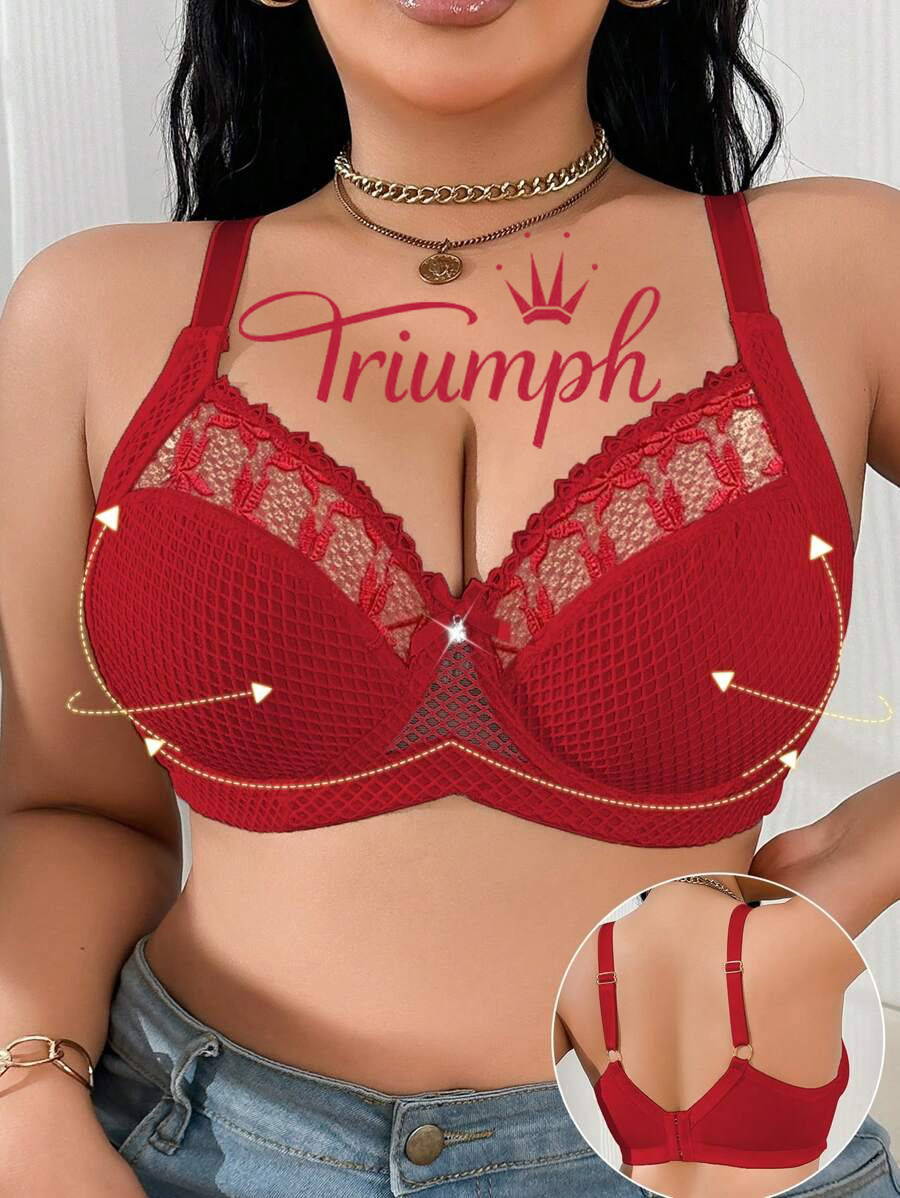 Triumph - 4 częściowy komplet 🔥 Wygodny biustonosz z koronki z nadrukiem