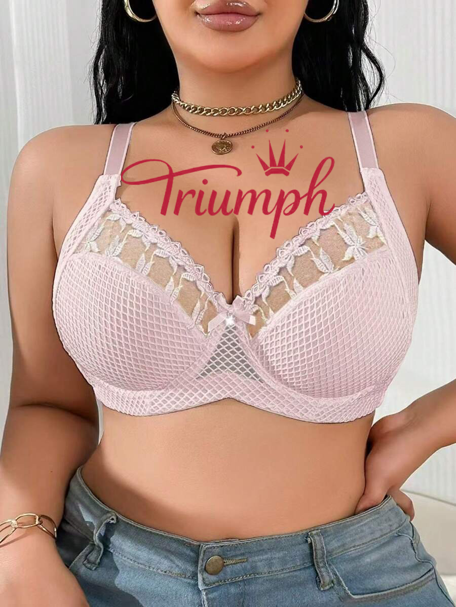 Triumph - 4 częściowy komplet 🔥 Wygodny biustonosz z koronki z nadrukiem