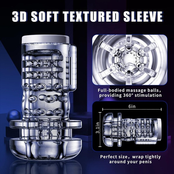 9 pchnięć, 9 wibracji, 5 funkcji ssania i podgrzewania męski masturbator