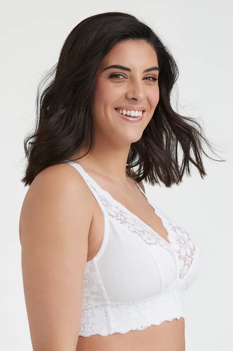 💖 Zestaw 4-częściowy Triumph Damski wygodny, koronkowy biustonosz z czystej bawełny