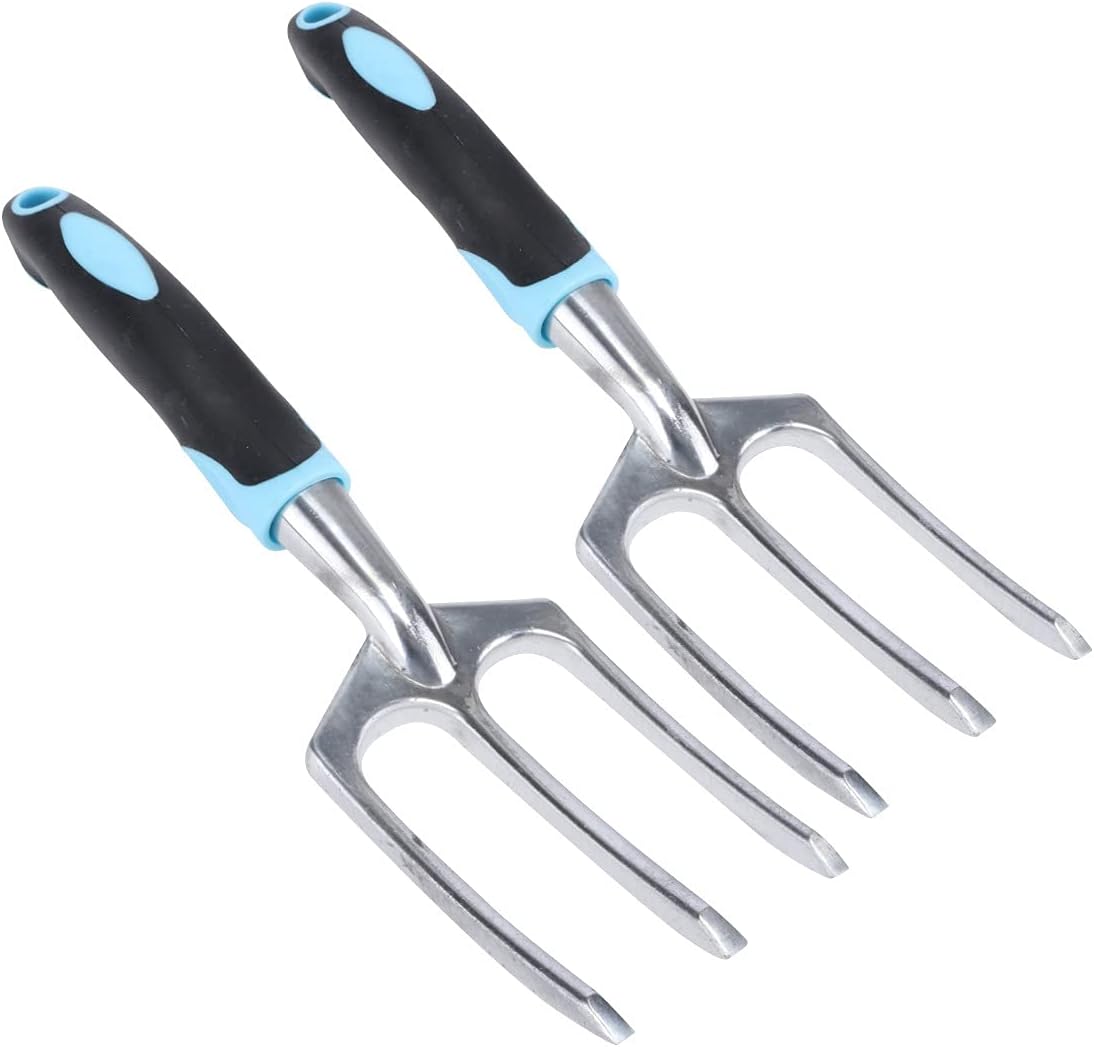 Hochleistungs-Gartengabel mit ergonomisch geformtem Griff, der die Ermüdung von Hand und Handgelenk verringert, ideal zum Graben, Pflanzen und Umpflanzen, 28 cm