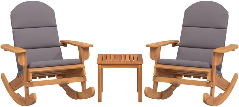 Garten Lounge Set 3-teilig Gartenmöbel Set für Garten Terrasse Balkon Schaukelstuhl Loungemöbel Massivholz Akazie