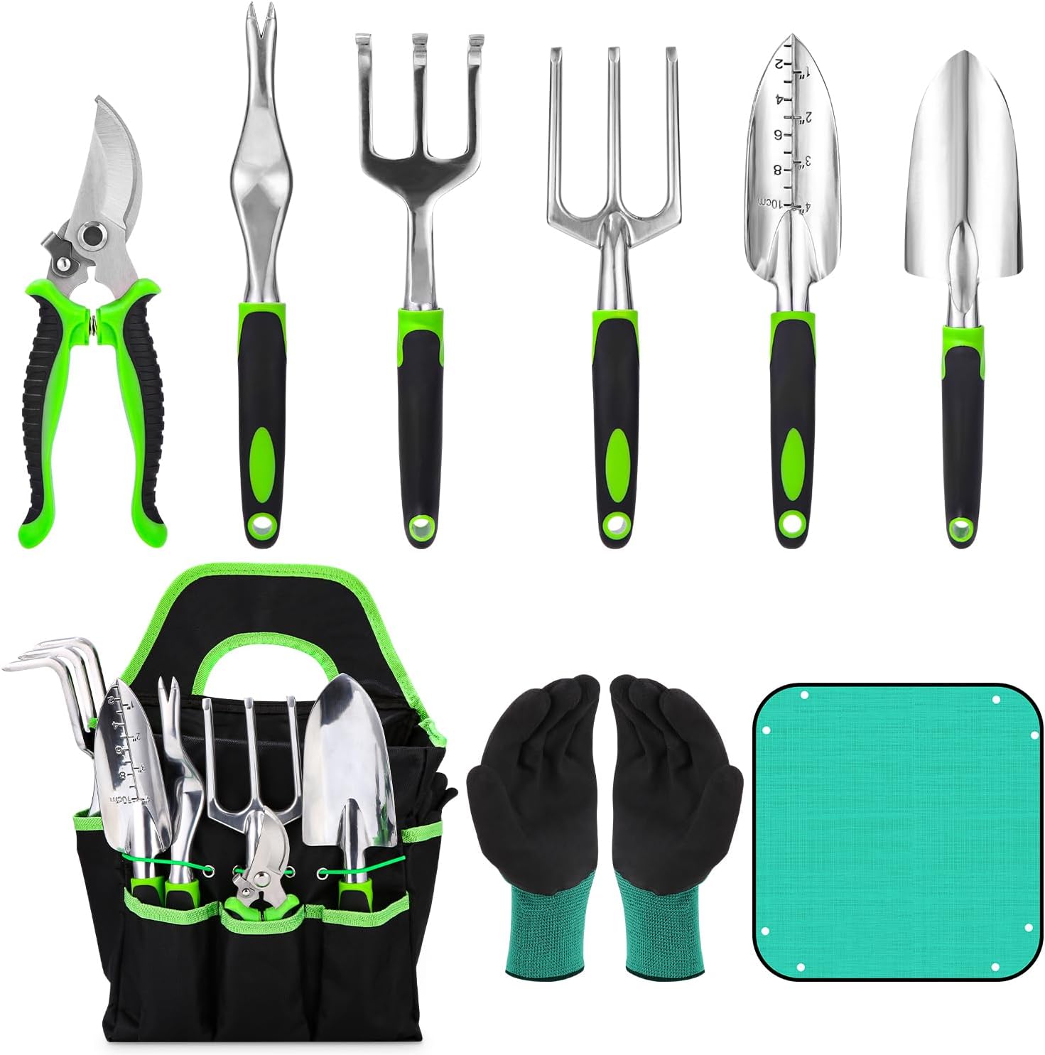 Gartenwerkzeug-Set, 9-teilig, Gartenset mit robuster Aufbewahrungstasche, Gartenwerkzeug-Set, ideale Gartengeschenke für Frauen für Gartenliebhaber