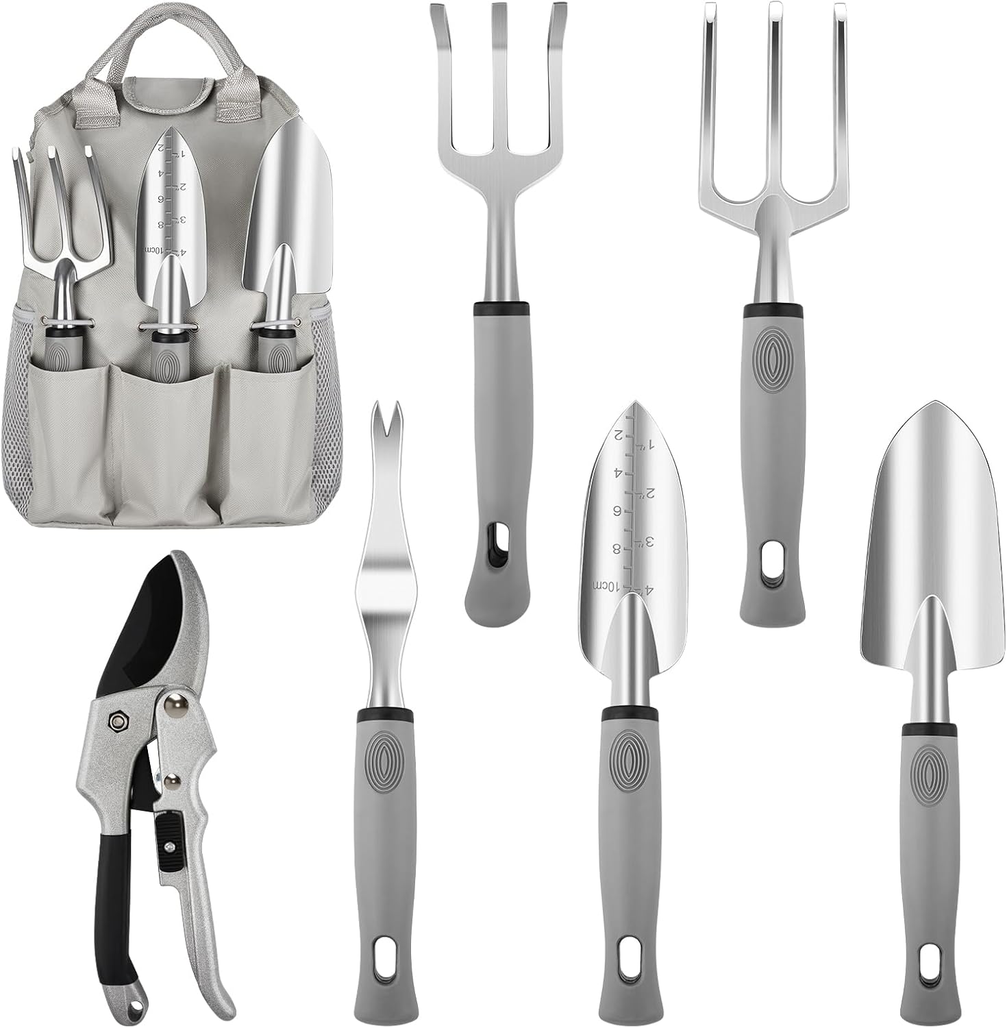 Gartengeräte-Set, 7PCS Gartengeräte-Set mit Twist Tie für Frauen und Männer, Gartenarbeit Kit mit Handwerkzeugen, Landschaftsbau Essentials, Starter Kit für Rasenpflege, Perfektes Geschenk für Gärtner