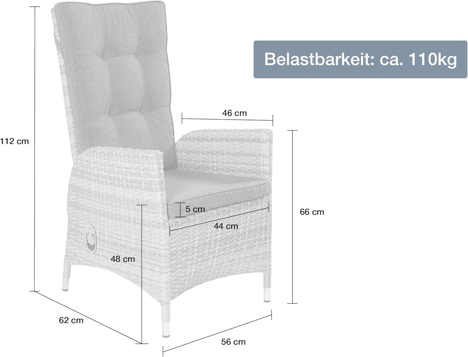 Verstellbare Gartenstühle Weiß / Grau 2er Pack