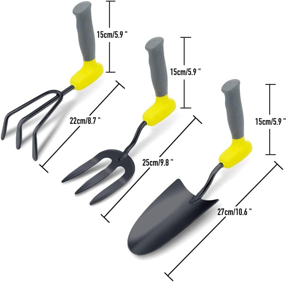Gartengeräte Satz von 3, Edelstahl Gartenarbeit Kit, Upright Handle Garden Tool Set für Hand Joint Damage/Arthritis, Gartengeräte Geschenke1