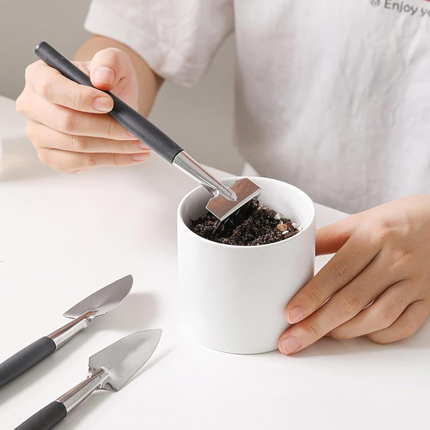 16 Stück Umtopfmatte, wasserdichte Gartenmatte, Pflanzmatte 75x75cm, Pflanzmatte mit Mini-Gartenwerkzeug-Set für Gartenarbeit, Haus, Baumschule, Töpfe, Sukkulenten (Schwarz)