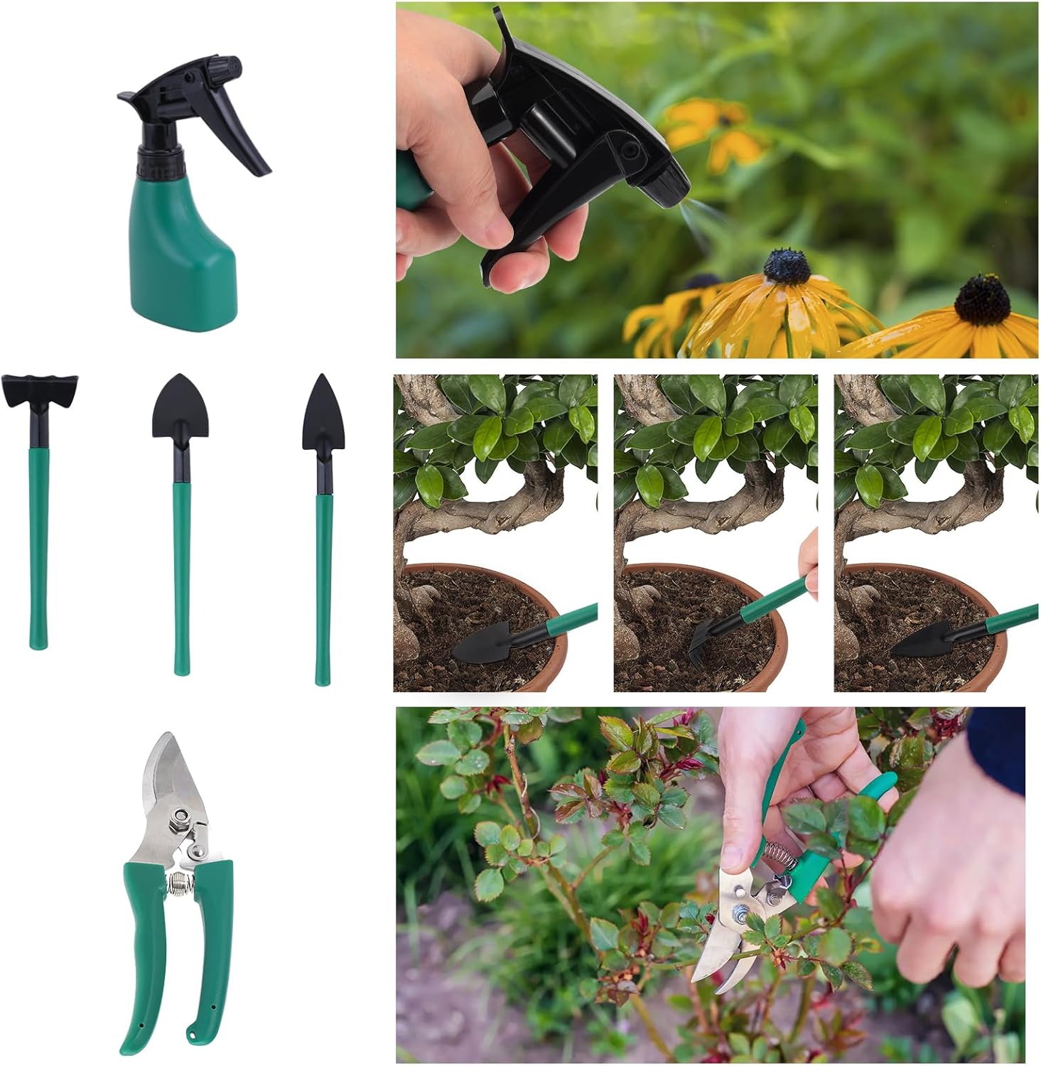 11-teiliges Gartenwerkzeug-Set, Gartenhandschuhe mit Krallen, Gartengeräte mit Tragetasche, Geschenke für Gartenliebhaber