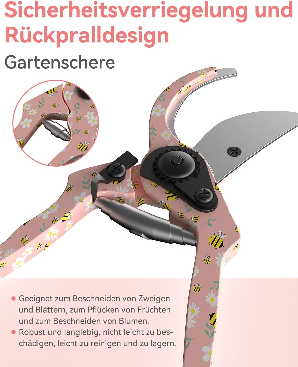 Gartenwerkzeug-Set, 3-teilig, Gartenwerkzeuge mit Aufdruck, Gartenschaufel, Gartenschere, ideale Gartengeschenke für Frauen für Gärtner