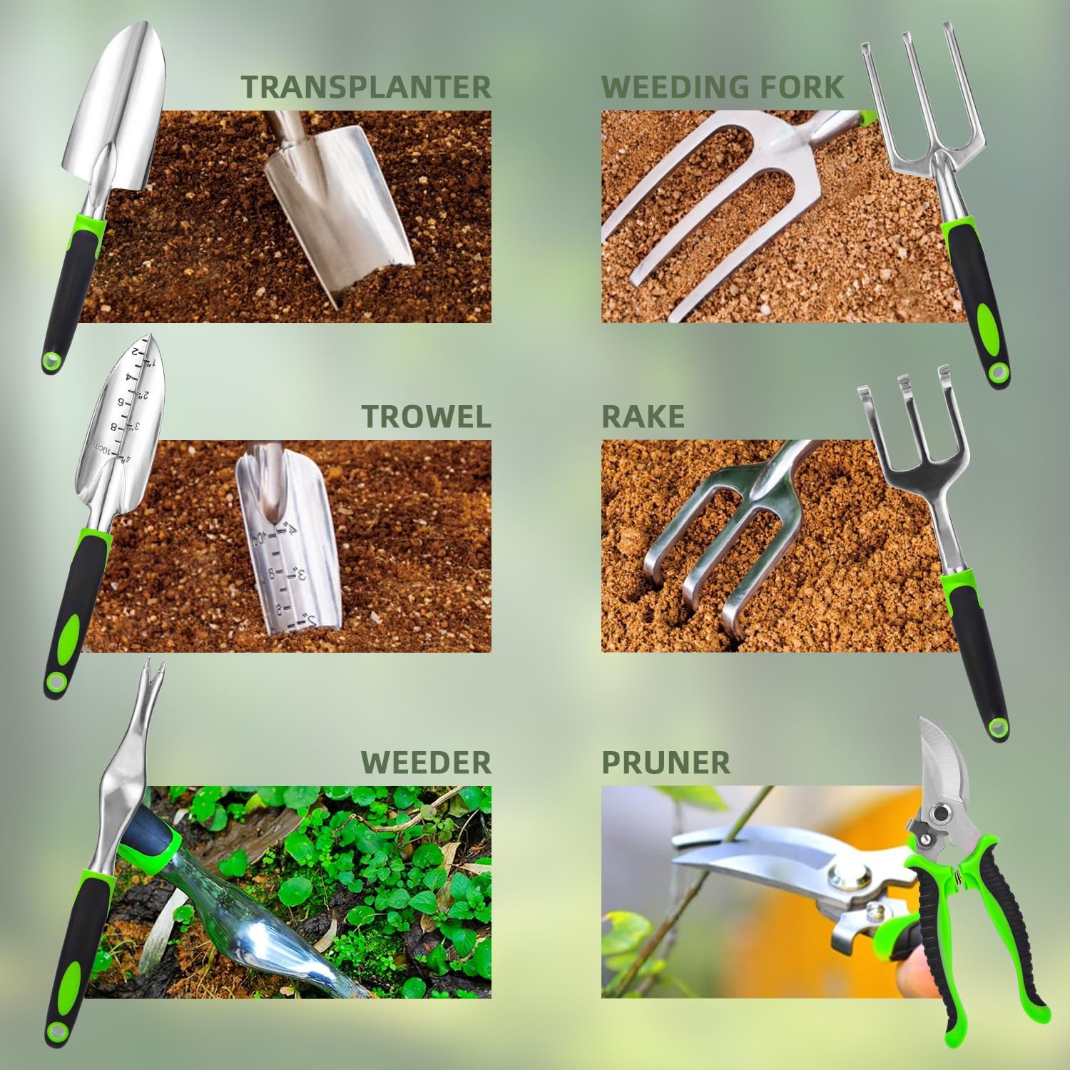 Gartenwerkzeug-Set, 9-teilig, Gartenset mit robuster Aufbewahrungstasche, Gartenwerkzeug-Set, ideale Gartengeschenke für Frauen für Gartenliebhaber