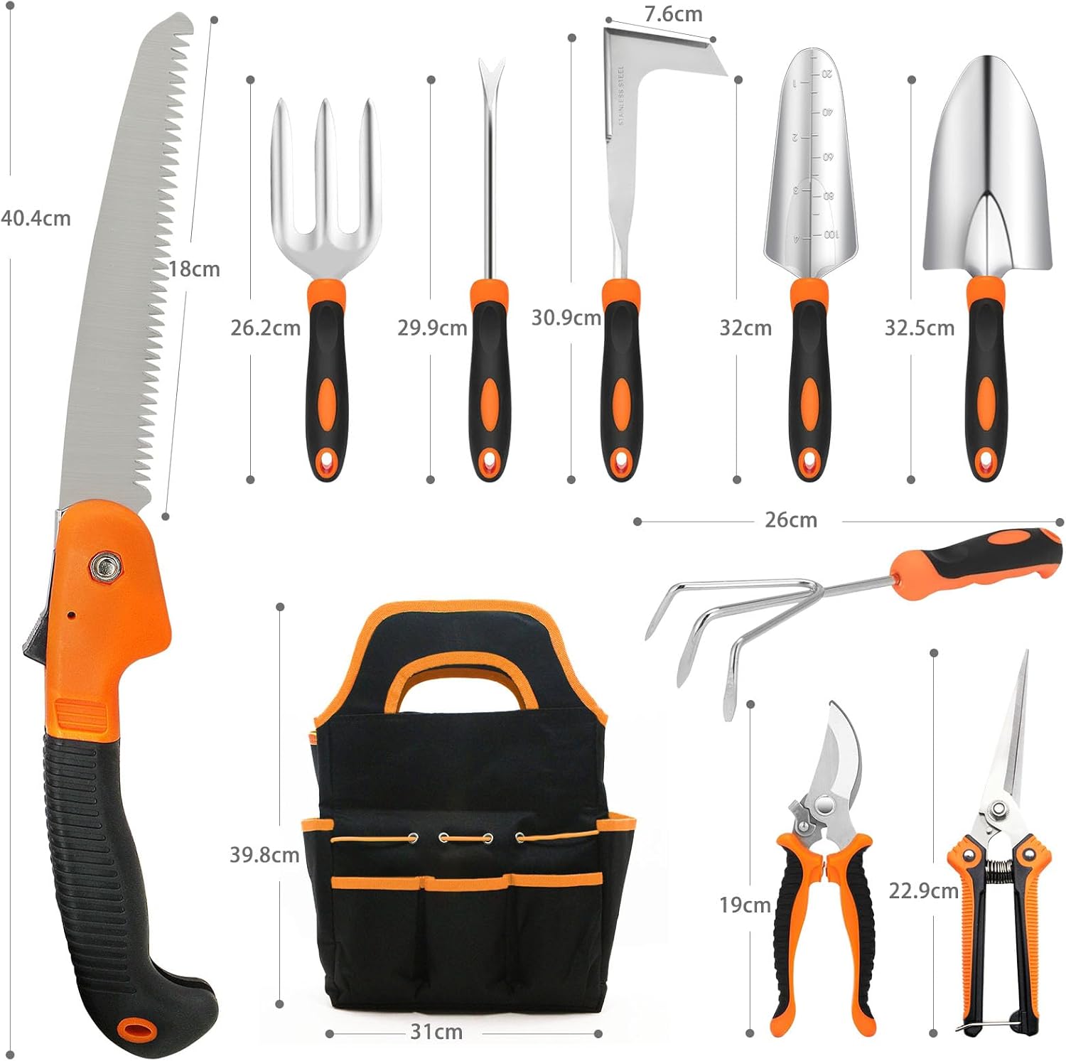 Gartenwerkzeug-Set, 10-teilig, robustes Gartenwerkzeug-Set, Gartenset, Werkzeug für die Gartenarbeit, Geschenke für Frauen und Männer