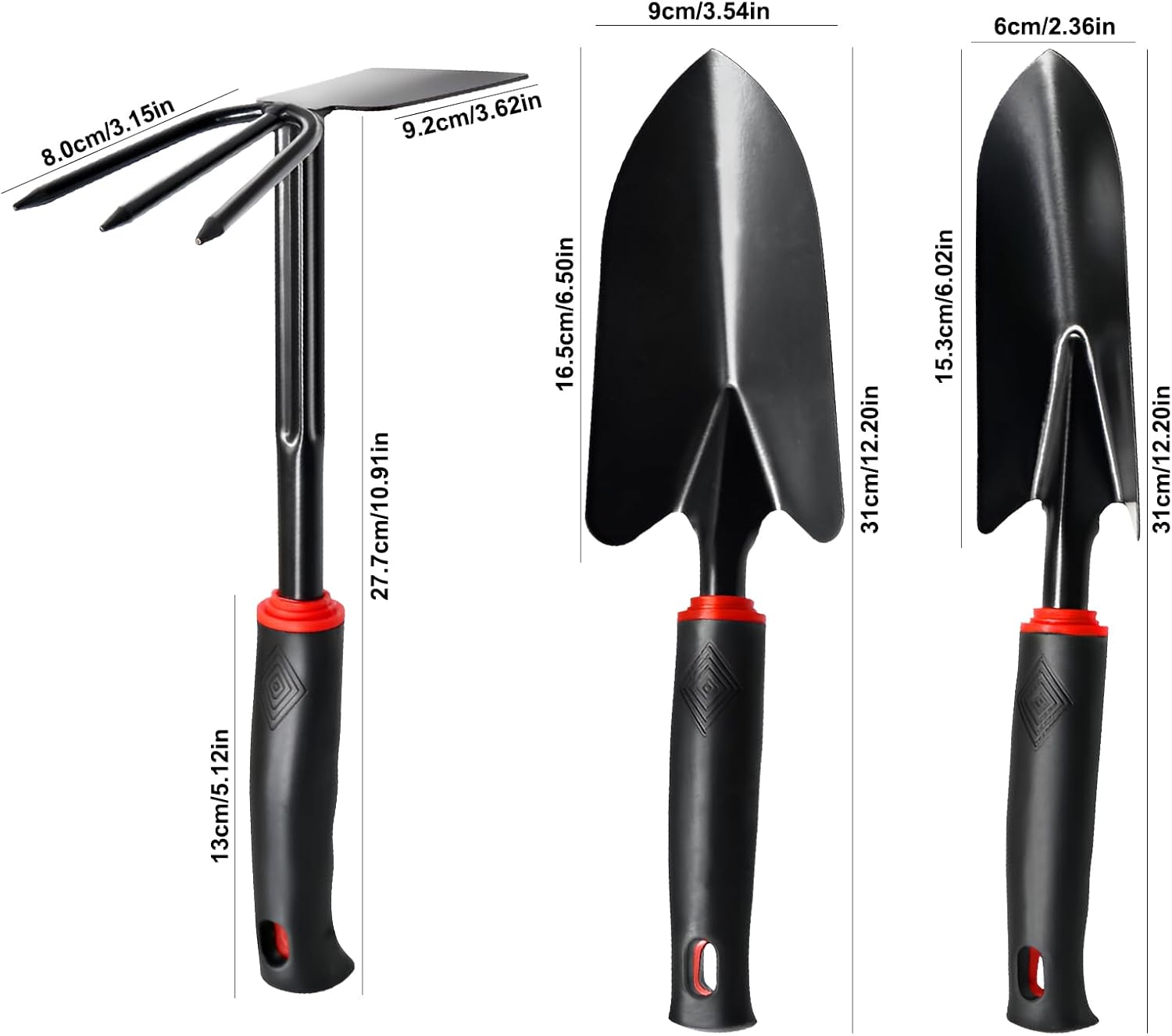 3er Set Gartengeräte Balkonwerkzeug Set Gartenzubehör Fugenkratzer Unkrautstecher Gartenschaufel Gartenkralle Gartenhacke Unkrautentferner Gerät für Pflanzen und Gartenarbeit