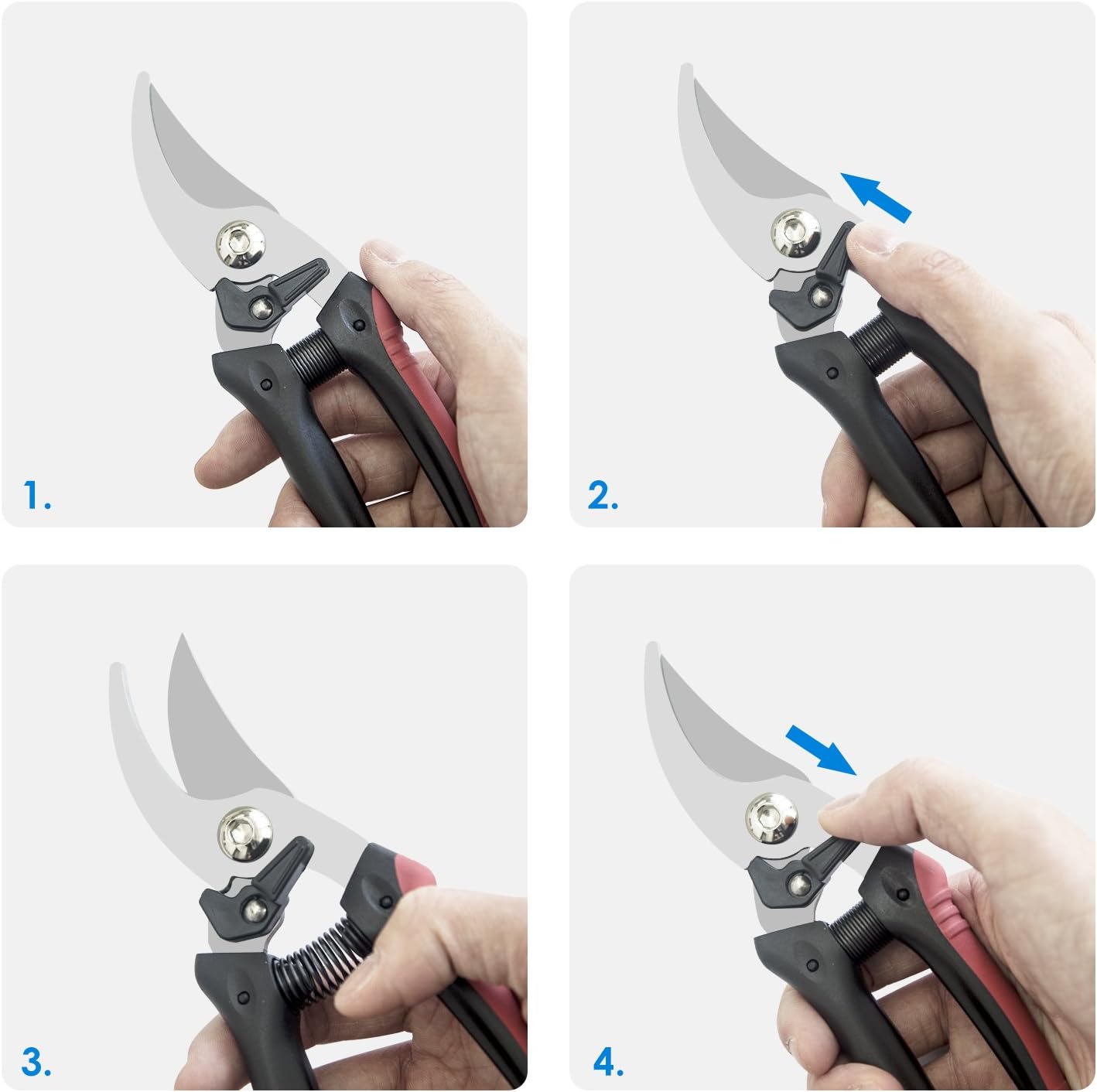 Professionelle Bypass-Handschere aus legiertem Stahl mit scharfer Klinge, Baumschere, Gartenschere, schwarz-rot